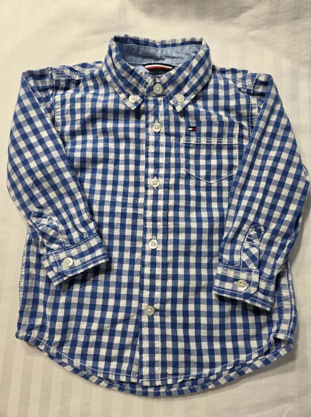 Tommy Hilfiger Blue and White Gingham Button-Down Shirt